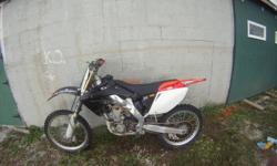 up fore sale is my 2004 honda crf250r. the bike is in great over all shape. new msr radiator guards. Just rebuilt front forks and a brand new rear tire. Always maintained well, change the oil every 10hrs. The bike has 50hrs on a new top end, valves, and