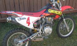 PLEASE MAKE ME A OFFER ,hi i have a 2004 crf 150 f [kick start],it has been ridin and taking care of,never once had any problems,i have upgrades on it.I have brand new plastics for it,new gieco racing graphics,new sproket,sun line clutch lever,brand new