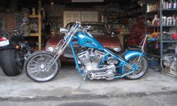 Custom Chopper with 117 Cu,In S&S engine and 5 spd trans
 
Springer Front, Rigid rear, 250 mm rear tire
 
Mint condition
 
Has ownership and is easy to insure
 
Selling certifies.
 
Will trade for a classic car