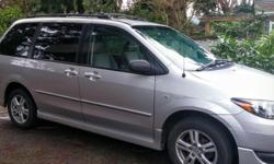 Make
Mazda
Model
MPV
Year
2005
Colour
Silver
kms
124470
Trans
Automatic
124,470 miles
Mazda MPV LX model
-roof rack
-cruise control
-rear seat folds into floor, middle bucket seats removable
-stereo/CD
-seats 7
-200-hp, 3.0-liter V-6 (regular gas)
-air