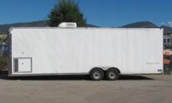 2005 VINTAGE 32 FT. ENCLOSED RACE CAR TRAILER / SHOP. DIMENSIONS 32FT. X 8 FT. X 8FT.  TANDEM 5200 LB. DEXTER TORSION E/Z LUBE AXLES & 2 SPARES 225X75/15. FLOOR & SIDE WALLS WITH E TRACK SYSTEM. ELECT. TONGUE JACK 24 FT AWNING. FORWARD CABINETS & WORK