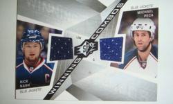 2008-09 SPx Winning Combos #WCPZ Rick Nash Michael Peca Jersey Card! Card is in a hard case and is in near-mint+ condition. Current Beckett price is $15.00.
 
Please call Doug at 403-346-6339 or e-mail to arrange shipping or pick-up. I can ship anywhere