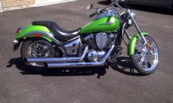 '08 Kawasaki Vulcan 900 Custom (VN900C)-Mint Condition-MUST SELL!  Thousands spent in extra performance parts and chrome!!!
This garaged Vulcan is in like- new condition, no paint scratches or chips on this bike.  Candy Lime green in colour, this bike has