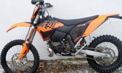 For Sale:
2009 KTM 200 XCW enduro bike.  Bought in August 2009.  200cc 2 stroke, 6 speed wide ratio transmission.  Super clean and fast bike is mechanic owned and well taken care of, has been babied since new and the condition shows it.  Only top quality