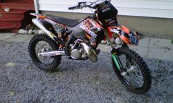 Great all around bike,Top of the line KTM!, with this bike you can ride motocross or enduro, power of a 250 with the weight of a 125.Two stroke means lower repair costs and easy maintenance. Approx 30hrs on bike,bike comes with hour meter/speedometer and