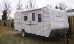 Unit is in Windsor...
Loaded RV that you can tow with mini-van... and not worry about 'popping' out ends and putting away when wet !  Only 2540lbs
 
Queen front with bunks in the back, large fridge with deep freezer, wall air conditioner with remote,