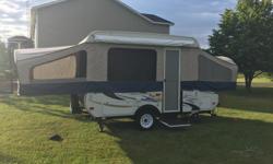 This is a 10 foot tent trailer with an additional storage box in the front. The trailer is in excellent condition and has been used about 5 times a year.
It has 2 queen beds, and a sofa and table that also turn into a bed allowing room for 6 people.
Other
