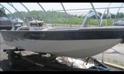 16' Mirrocraft Troller Tiller. Powered by a Camp Yamaha 40hp four stroke outboard. Fully equipped with a PiranhaMax fish finder, 46lbs Motorguide trolling motor and Yacht club trailer. This boat is offered in either blue or black. Great for an avid