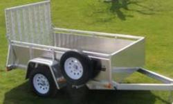 ALUMINUM UTILITY TRAILER WITH 3500 LB AXLE, 15" TIRES, REAR RAMP GATE, 19" SIDES WITH RAILING ABOVE, PLANK DECKING, 4' TONGUE WITH FRONT JACK, SAFETY CHAINS AND LIGHTS OF COURSE. EMPTY WEIGHT IS 640 LBS. WITH A PAYLOAD OF 2350 LBS. COMES WITH A SPARE