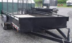 CURTIS TRAILERS 80"X12' LANDSCAPE TRAILER, 2 X 3500LB AXLES WITH ONE BRAKE, WOOD FLOOR, 16" SOLID STEEL FRONT PANEL W/12' SOLID STEEL SIDE PANELS WITH TIRE RAIL, 48" HEAVY DUTY RAMP, FENDER STEPS FRONT AND BACK, 2 5/16" COUPLER WITH 7 WAY PLUG...