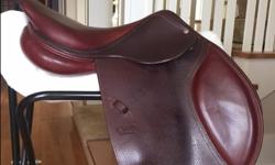 17" Semi Deep Seat Calf Grain jumping saddle with medium front/back block. Delivered July 2015 and only used until December 2105 as horse injured. Like new! Includes CWD Saddle cover and brand new stirrup leathers (still packaged).