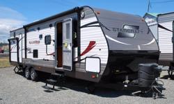 AMAZING PRICE!
ONLY $143.85 BI-WEEKLY
This Starcraft Autumn Ridge 329 BHU has an awesome floorplan. There is lots of room with two slides and plenty of sleeping areas. There is a separate sleeping area with a queen bed and the main area consists of a