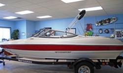 All Standard Features Plus:
Mercruiser 130 hp 3.0 TKS
Bluetooth Stereo with MP3/Aux Port
Helm Seat Slider
Transom Trim Switch
Manual/Auto Bilge Pump
Bimini Top, Bow and Cockpit Covers
EZ Loader Trailer w/Swing Tongue & Chrome Rims
Length Overall: 18'0"