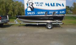 The Lund 1600 Rebel is a unique aluminum fishing boat that completely breaks the mold.
Included Options:
Mercury 30hp ELHPT w/ Power Trim & Tilt
Spitfire prop
Vinyl floor and bow deck
Travel cover
Pre-wired For Bow Trolling Motor
Galvanized Bunk Trailer