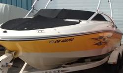 Yellow Hull with Black Cockpit Canvas in Great Condition
Brand New 2016 Shoreland'r SLB40TBLW Tandem Axel Trailer
Full wakeboard Package including a set of board racks & tower speakers
Two Buckets seats with flip-up thigh rise & rear sunpad
Full