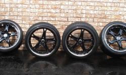 Rims:
 
     20" Black CHROME Dale Earnhardt Jr American Racing rims, there in fantastic condition and only about 6 months old. They have the 5 bolt pattern, so they should fit just about any GM vehicle.
 
Tires:
 
     BF Goodrich G-Force T/A KDW High