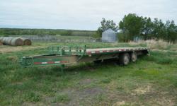 Lac La Biche, AB area. 20' flat bed trailer. 12" "H" frame. Ramps. 7000lbs axles x2. This trailer has brand new 10 ply tires, brand new brakes, bearings, and wiring. Pin hole hitch.