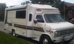 This twenty footer sleeps 4 & is very clean in & out, carpets & upholstery were steam cleaned in late summer. New egnine (350) & tires (6) in 2009. About 15,000 miles on engine/tires. Has furnace, A/C, 4burner propane stove, 2way fridge,  water heater &
