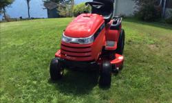 LT300 Snapper lawn tractor, 20 HP, Twin Briggs & Stratton engine
44" cutting deck, 8 years old but low hours of only 179 hours.
Hydrostatic transmission, and hook up for a trailer.
New belts, new battery, new blades, in great condition.
A great cutting