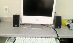 Get a Mac computer without the $2000 price tag! 
 
Mint condition.  ( logitech speaker system with sub in first picture NOT included ). Apple keyboard, wireless mouse, and monitor/console is all there and working 100%.
 
20 inch version see pics for