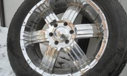 20 INCH Boss MotorSports Chrome Wheels
ESCALADE - TAHOE - DENALI - SUBURBAN - SILVERADO
Rims are in decent condition..
No Bends / Dents / Warps!!
TIRES:
285 / 50 R20 Tires with the rims
2 -- Cooper Discoverer tires -- like new (90% tread)
2 -- Goodyear