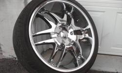 20 INCH GENEX CHROME WHEELS
ACURA TL / BMW 3 Series / X3 / 5 Series / JAGUAR XJ / XK
Rims are in great condition... Shine up to newww
TIRES:
Come with a set of 245 / 35 zR20
2 almost new Goodyear Eagle F1 - 99% tread left
2 Runway Enduro - 80% tread left