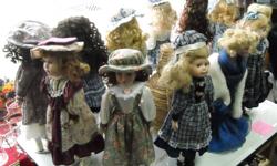 20 Porcelain dolls
Asking $339.80 for all 20 o.b.o, or $16.99 for each. View the images for Doll reference numbers. All dolls come with a stand and are in perfect condition.
2nd Chance Collectables, 317 Main Street, Deseronto, Ontario.
Open 7 days a week