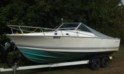 trailer is equipped with trailer brakes,boat comes with VHF radio,depth finder,Richie 6" compass built in CD player, 4 life jackets,oars and safety kit.newer top and newer interior
the Engine is a :302 ford v8/ 180 HP /inboard/new batteries
 stern drive