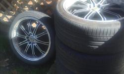 4 matching tires and rims
Came off a 2007 Gulf
225/40R18"
60% tread left
Call, no email:
Cell: (250) 732-4763