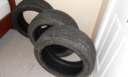 3) Hankook Icebear performance winters. 2 excellent condition with 75% tread. One tire has less tread but would be good as spare.