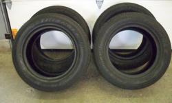 Hi,
I have a set of 4 Tires for sale.
They are Triangle Talons 225/60/R16
They were on a set of Mustang rims I
purchased and removed for snow tires.
3 tires are 75 % and one is about 50%
One tire does have a small nail that would have to be removed and
