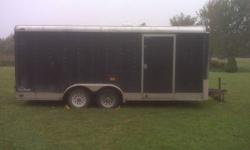 2006 cargo trailer 22ft by 8.5ft, black in color with side door. Brand new axles, bearings, leaf springs, brakes the whole underneath assembly. Plus brand new plug, emergency brake away, and battery assembly. I have receipts to show. If interested no