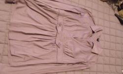 Esprit - Light Grey blouse/shirt - rouching in the front, long shirt covers tummy, long sleeved. Size M