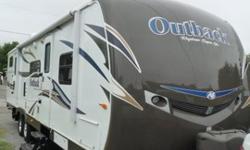 2013 outback 312, BRAND NEW, been slept in 2 weekends !! has rear bedroom for kids in the back and master in the front. luxury trailer features domed roof, outdoor kitchen, large dinette (bed-can sleep adults) 2 fold down couches with air beds,