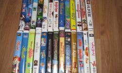 I am selling the follow family VHS movies.
They are all originals with their original cases.
They all work great.
See pictures or list for titles.
Both are in alphabetical order.
$2 each or $30 for all (26)
101 Dalmatians - 1996
Andre - 1994
Antz - 1998
A