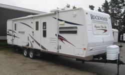 Model #8296SS
Couple's dream trailer!!! Features large slide in living and dining area, spacious kitchen with table and chairs, bedroom has a walk around queen size bed with large walkthrough washroom. Trailer includes two 30lbs propane tanks, new deep