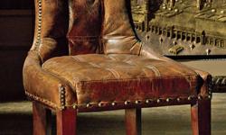 2 - Antique Leather Dining Chair w/brass metal studs.
(Price is for each piece, brand new in box)
Antique leather with crack effect gives it a vintage look, this leather will age beautifully over time. made of 100% Genuine Cow hide leather, Kiln Dried