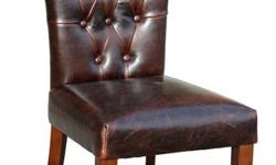 2 - Distress Finish Tufted Leather Dining Chair w/RollBack
(Brand new in Box, Limited quantity)
Tufted Roll back Distress Leather Dining Chair. Made of genuine Cow-Hide leather in distress finish,. Contract quality double corner blocks, glued & screwed