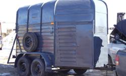 2 HORSE TRAILER FOR SALE.
GOOD CONDITION.
Make: Homemade
Model: 2 Horse
Year: Approx. 2000
Color: Dark Gray
Height: 84", Width: 68", Length: 18 1/2 ft
2 axles - 4000 lbs capacity each.
1 axle has electric brakes.
Trailer can be seen at 300 Rutherford