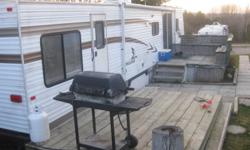 My trailer: 39ft. 2006 Fleetwood Mallard - 2 bedrooms, blue/grey interior. Everything in excellent working condition. indoor outdoor shower. 2 decks, 8 x 12 shed, patio stones, well landscaped. 1 king sz pull out, 1 queen, 2 bunks, sleeps 8 to 10 in