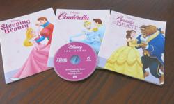 3 Disney princess read aloud books (Cinderella, Sleeping Beauty, Beauty & the Beast) and 1 cd with all three stories on it. Great for a travel item or just at home. In good condition. CD works well. Selling on other sites. East end pu.