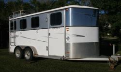 2003 Gorgeous Classic/Monarch 3 horse angle pull type Aluminum trailer.  excellent condition with spare, full tack comp in front and rear saddle racks. Tons of compartments and space to haul.. Hay rack on top.. Very good to excellent condition.  First