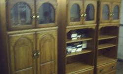 3 piece entertainment center ... good shape...lighting in the uppers... drawers below...