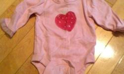 Picture 1: Baby Gap Long Sleeve Onesie With Strawberry On Front.
Picture 2: Baby Gap Long Sleeve Onesie `I Love Mommy`
Picture 3: Camera Long Sleeve Onesie, From Sears, Never Worn
Picture 4: Short Sleeve Joe Fresh Pink Onesie With Flowers, Never Worn,