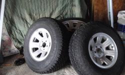 4 snow tires on rims they have only done 75 km as I got new  truck 3 days after buying them.They are on ford steel rims and the tires are Artic claw.The size is 235/75R15