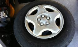 - 4 WINTER TIRES - GOODYEAR NORDIC P205/75R14 -
On 14" Steel Rims
These tires and rims are off a 2000 Dodge Caravan and have only one winter of wear.  Will also throw in 4 used summer tires and 4 hubcaps. Easily a $500.00 value for a low price of $400.