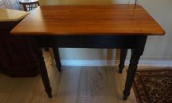 If the item is listed it is still for sale. It is removed immediately when sold. This vintage farm table has been refinished with a lighter finish on top and darker bottom. It is 37 inches by 22 inches wide and 30 inches high.
Please check out ALL my