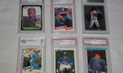 im selling 5 graded rookie cards for $15.00 each or all 5 for $60.00 of barry bonds--joe sakic --carlos dalgado--frank thomas doug mienthiewcz  , i also have hundreds of other graded sports rookie cards of  hall of famers  im willing to trade for signed