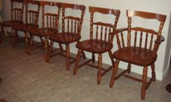 6 matching hardwood chairs, 1 is an arm chair.
A steal at Only $120 for all six. Come and get them.
They are from a dining room set.
Call - 519-626-8528