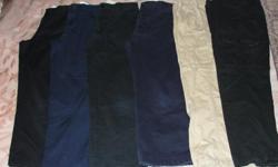 One stop shopping, perfect for your son's Back to School wardrobe,
Land's End size 12 in black and navy
Gap Khaki size 12 husky in black and navy
Children's Place cargo pants size 12 in khaki and black
All are in good condition from a smoke and pet free